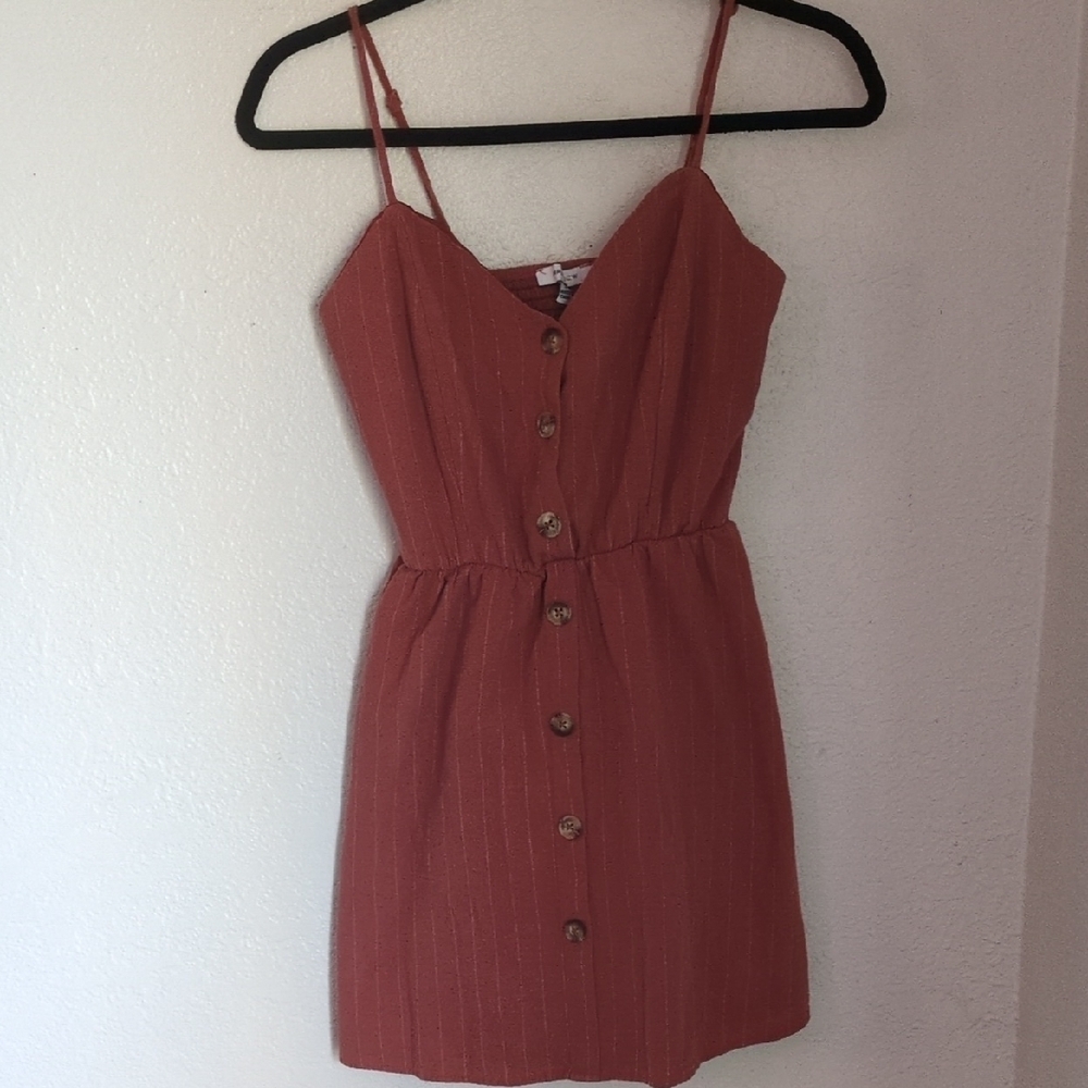 Purple Snow Pink Ribbed Buttoned Sundress
